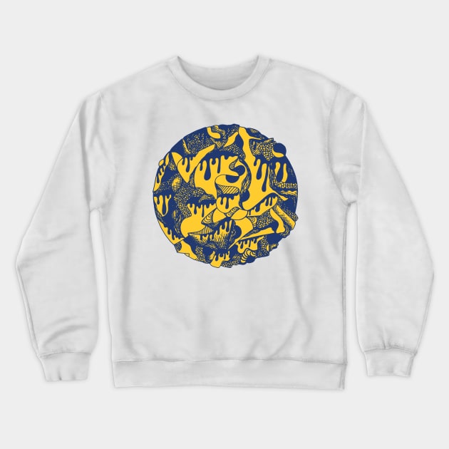 Navy Gold Circle of Drip Crewneck Sweatshirt by kenallouis